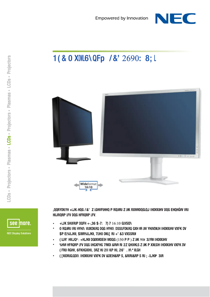 Imagen de la primera página del manual del dispositivo MultiSync LCD2690WUXI