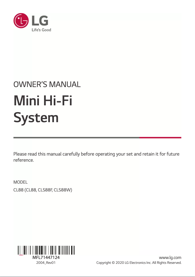 Image de la première page du manuel de l'appareil CL88