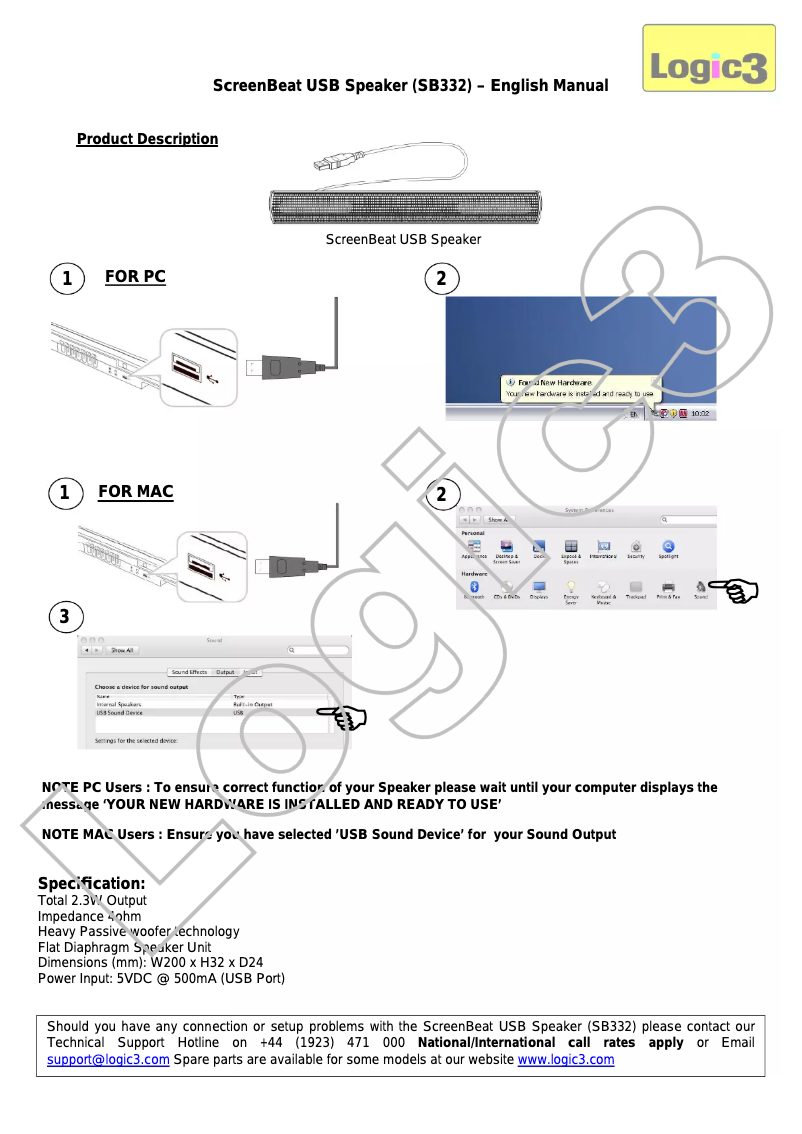 Image de la première page du manuel de l'appareil SB332K