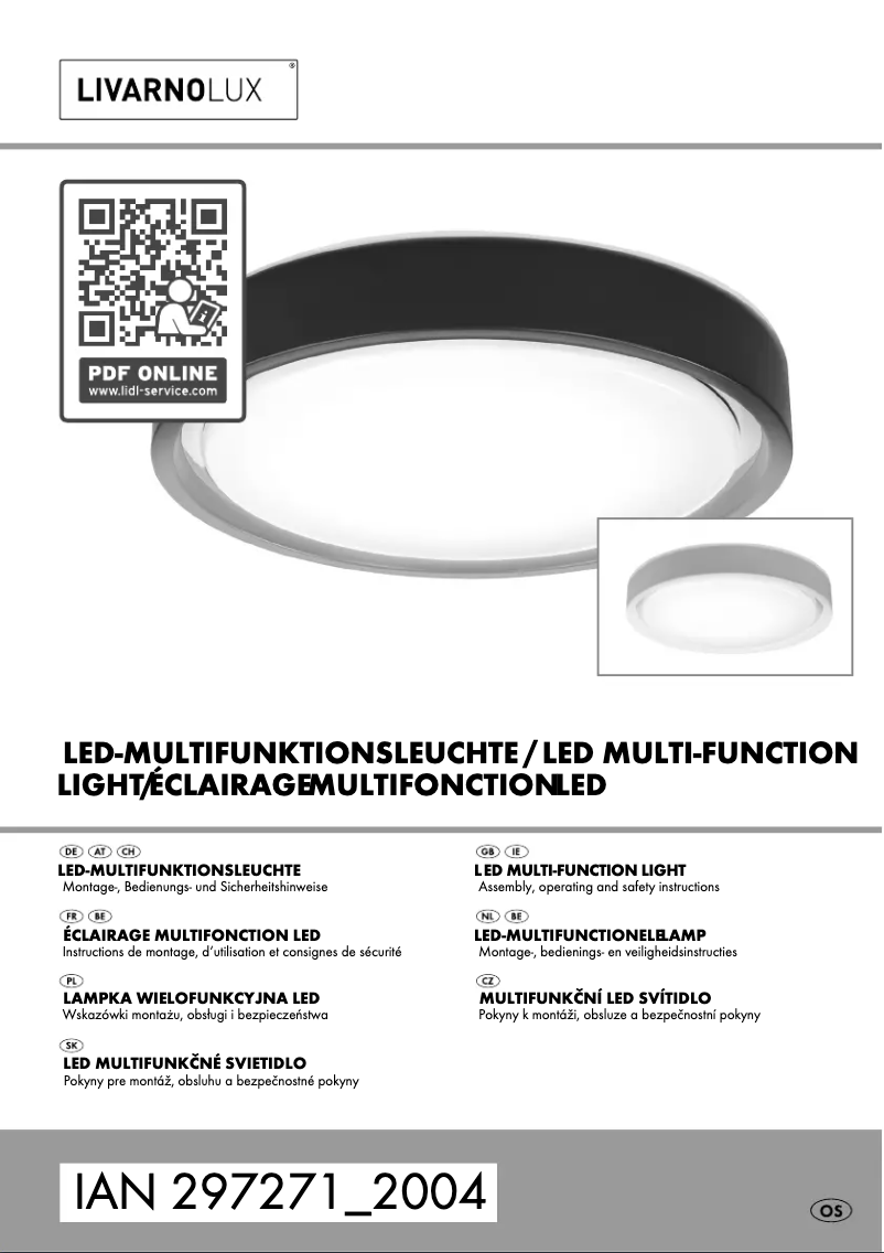 Page 1 de la notice Manuel utilisateur Livarno Lux IAN 307357