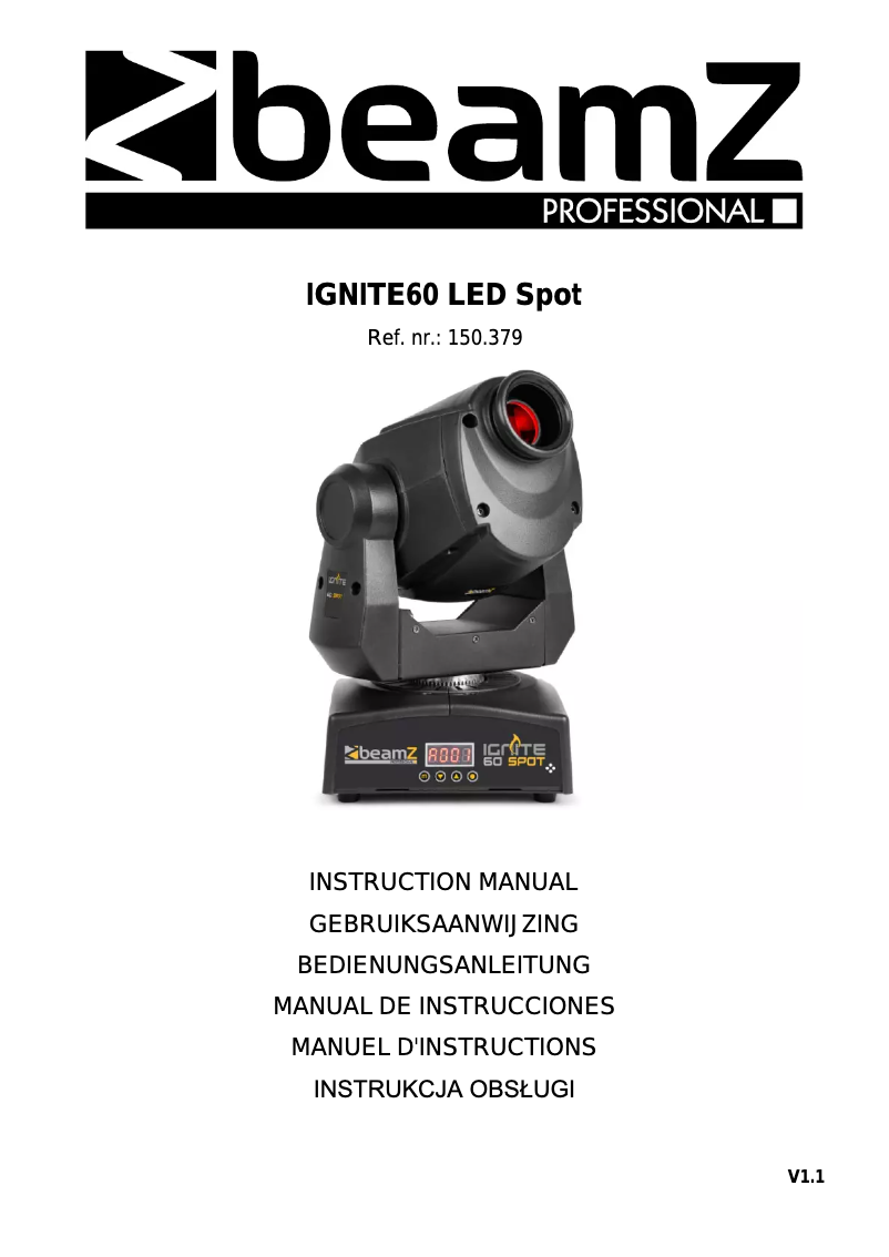 Page 1 de la notice Manuel utilisateur BeamZ IGNITE60