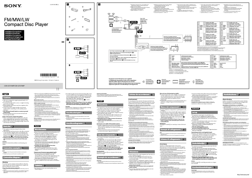 Page 1 de la notice Guide d'installation Sony CDX-GT274MP