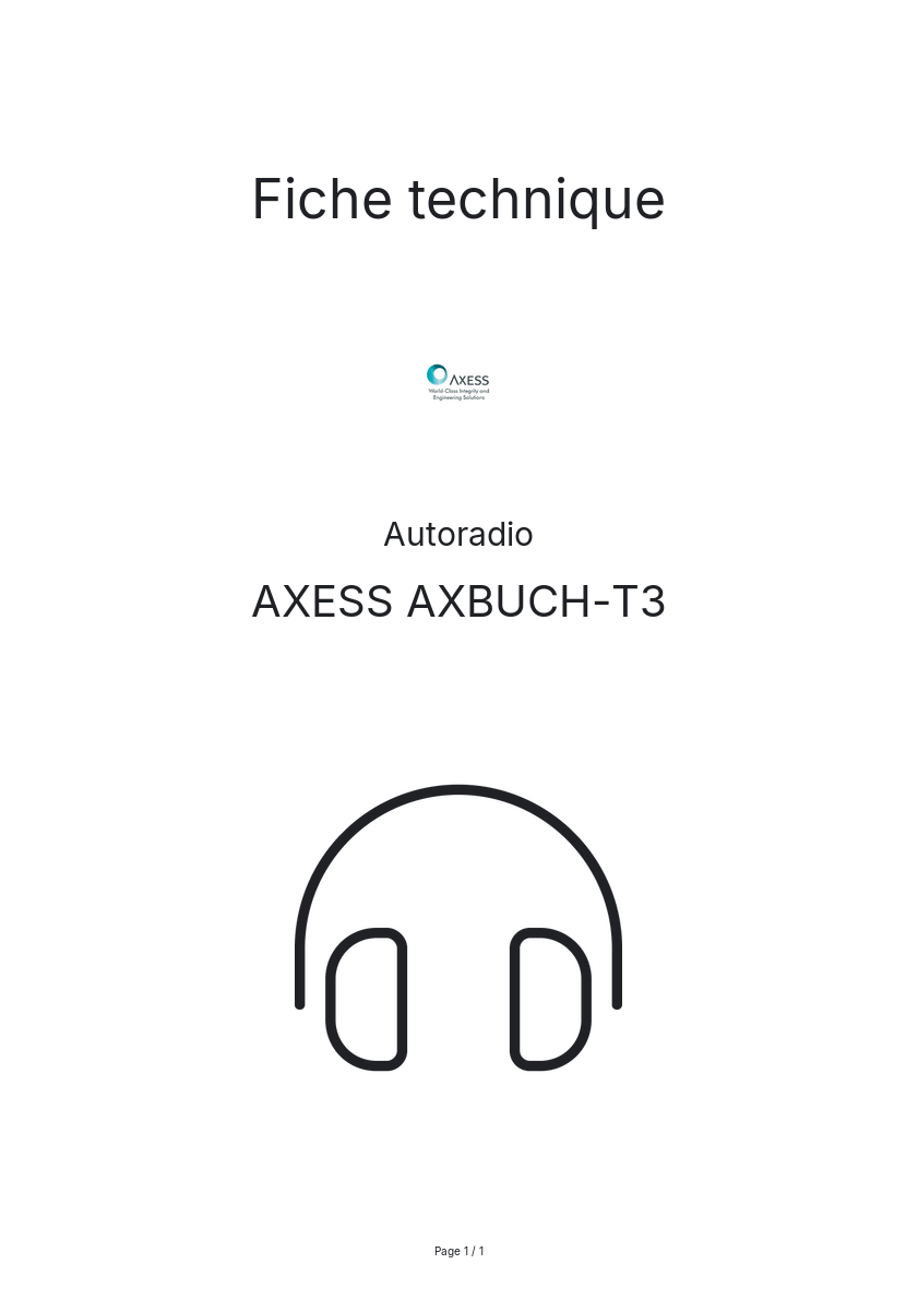 Page n°1 - Fiche technique AXESS AXBUCH-T3