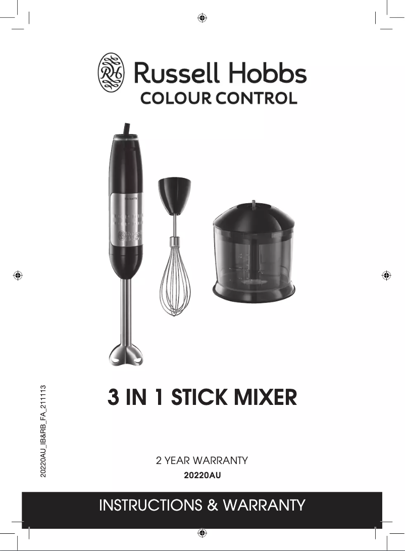 Image de la première page du manuel de l'appareil Stick Mixer 20220AU