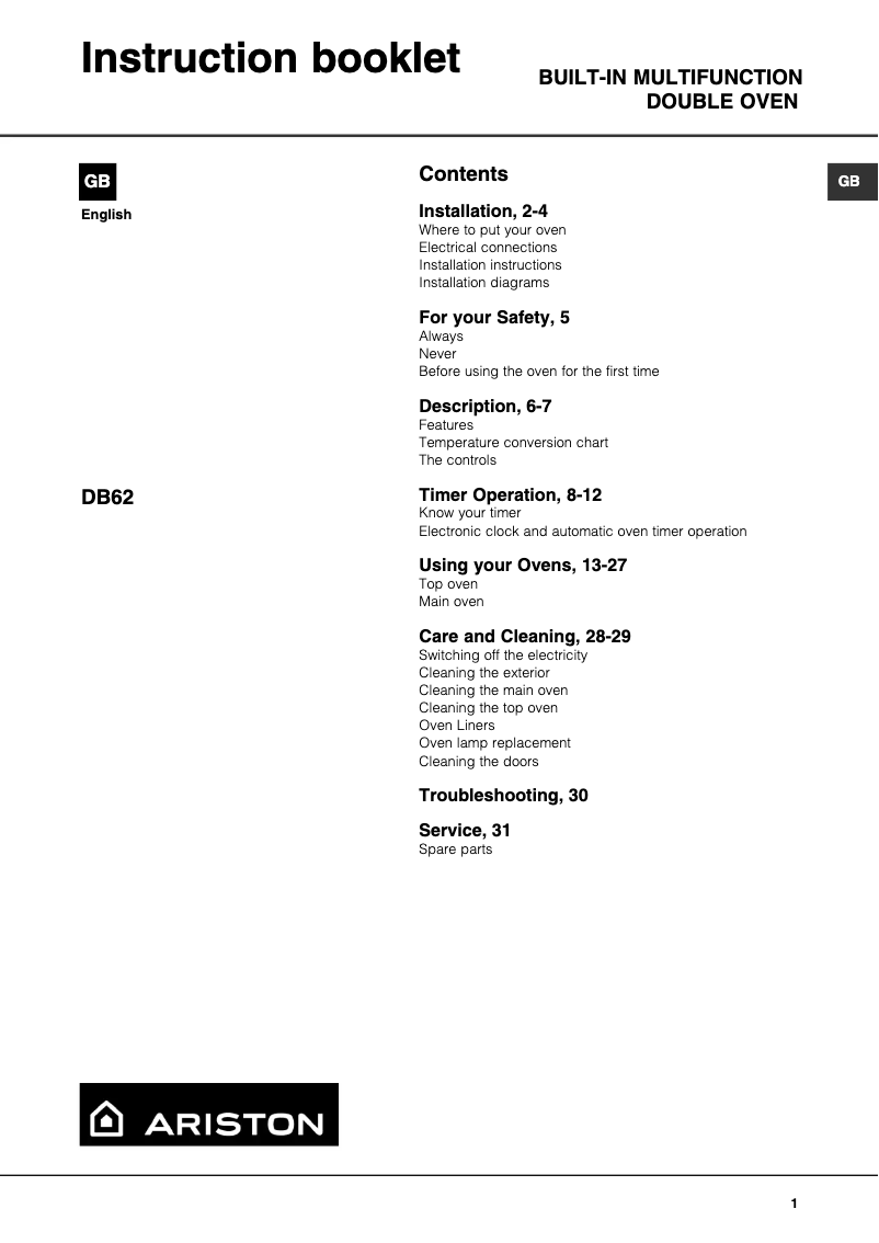 Image de la première page du manuel de l'appareil DB62