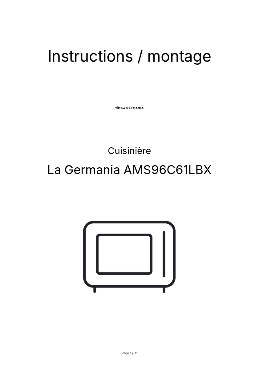 Image de la première page du manuel de l'appareil AMS96C61LBX