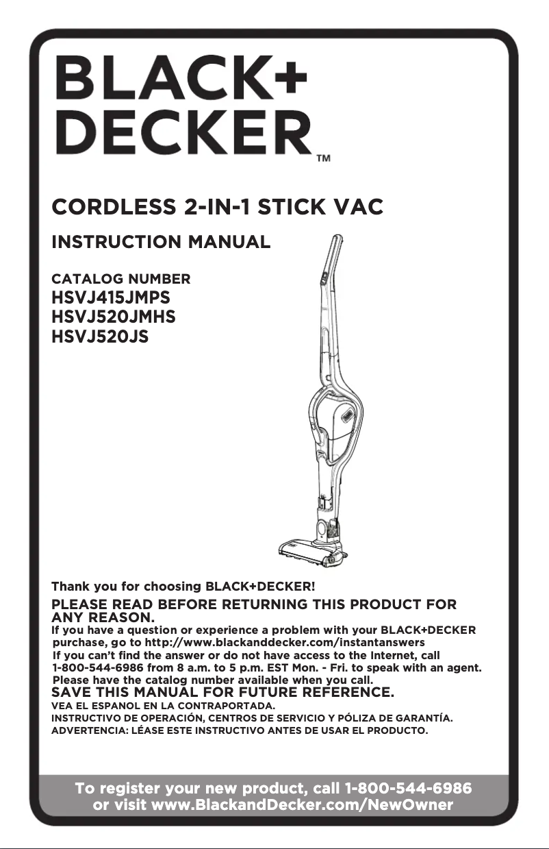 Página 1 del manual Manual de usuario Black & Decker HSVJ520JS61QV