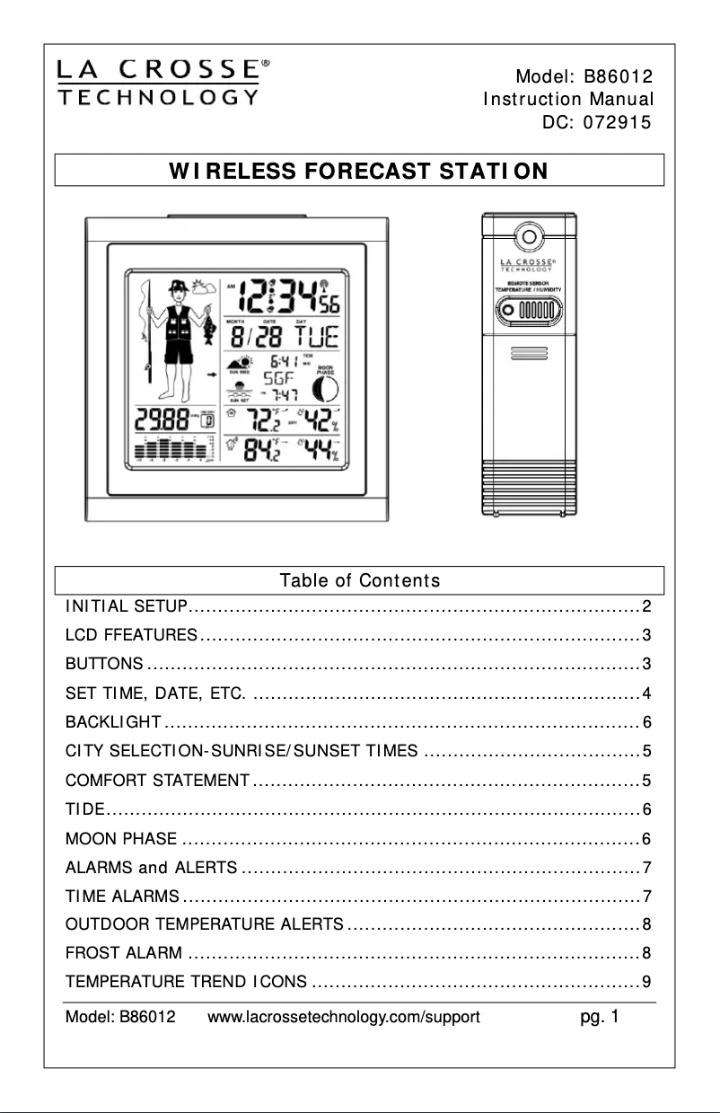 Image de la première page du manuel de l'appareil B86012
