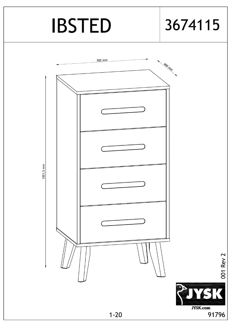 Page n°1 - Manuel utilisateur JYSK Ibsted (51x103x40)