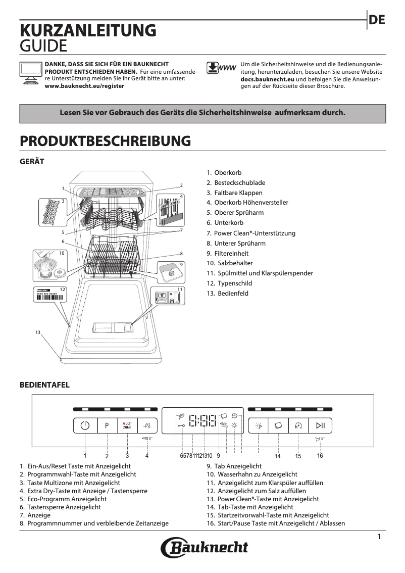 Page 1 de la notice Instructions de sécurité Bauknecht BSBO 3O23 PF X CH