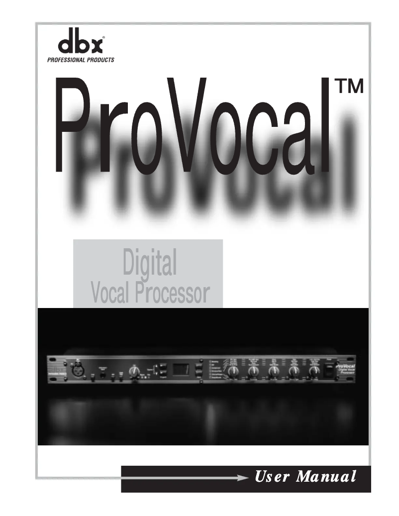 Page n°1 - Manuel utilisateur DBX ProVocal
