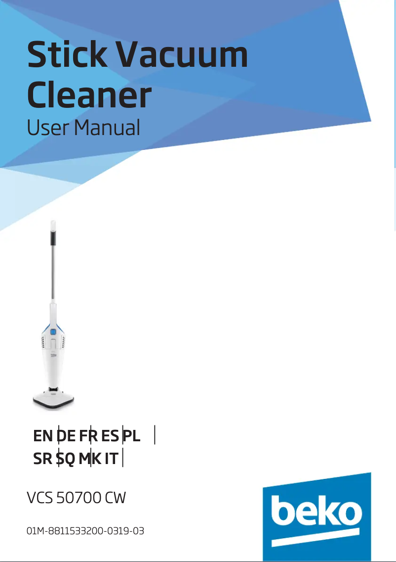 Page 1 de la notice Manuel utilisateur Beko VCS 50700 CW