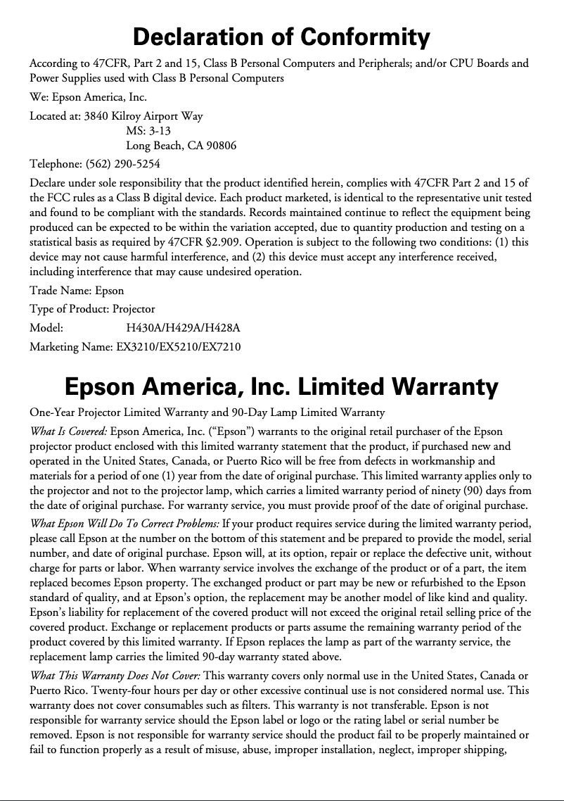 Page 1 de la notice Manuel utilisateur Epson EX5220