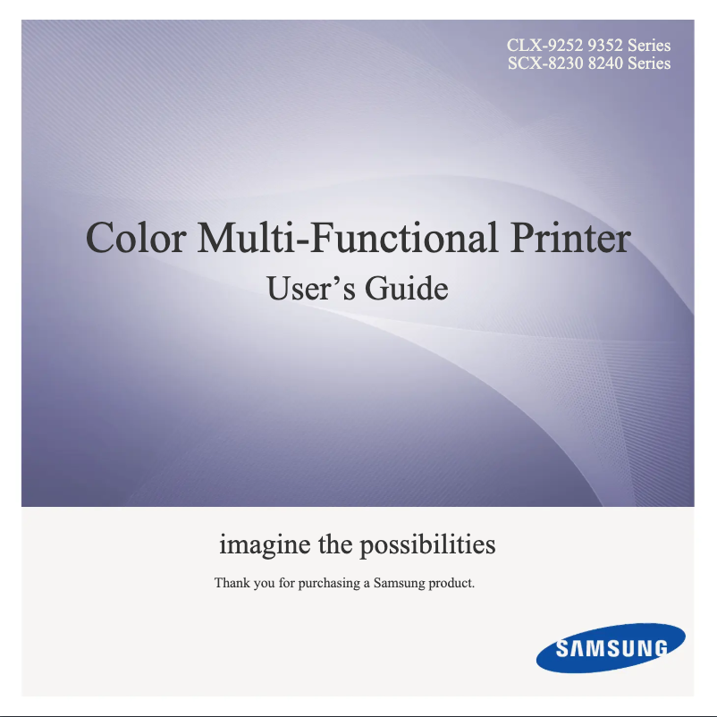 Page 1 de la notice Manuel utilisateur Samsung CLX-9258NA