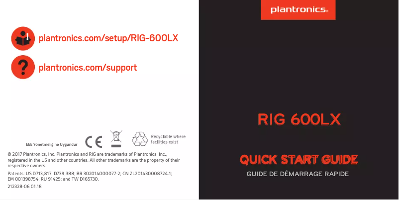 Page n°1 - Manuel utilisateur Plantronics RIG 600LX