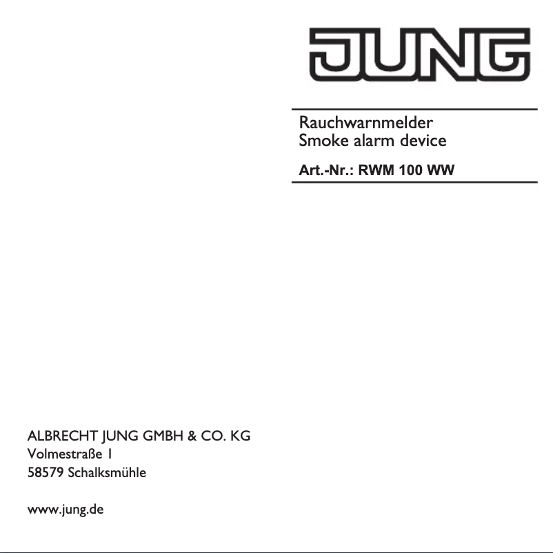 Page n°1 - Manuel utilisateur JUNG RWM 100 WW