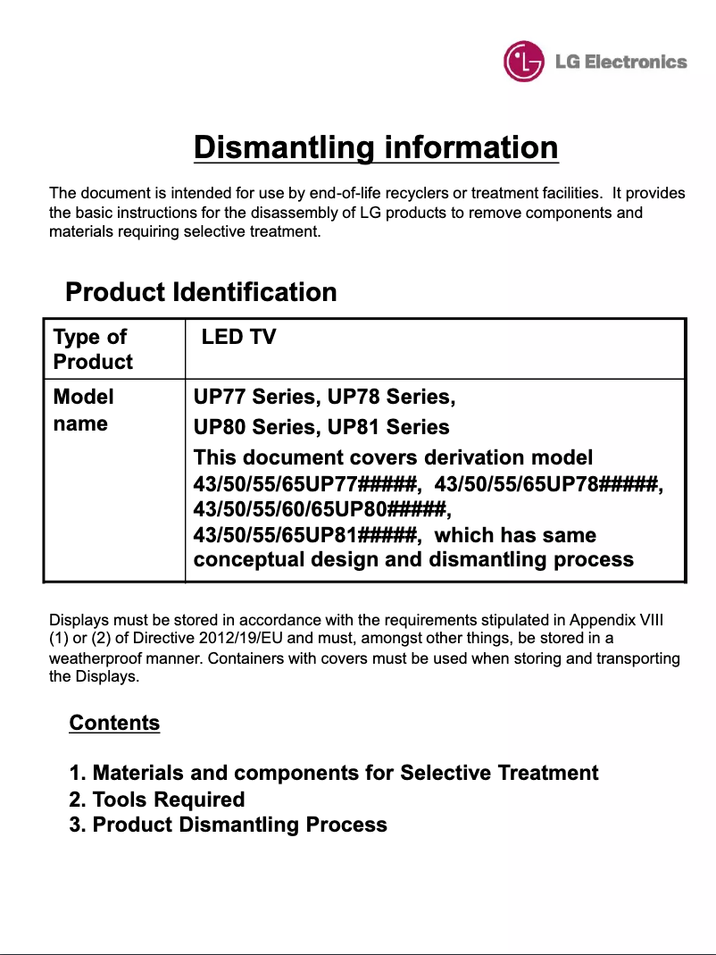 Page 1 de la notice Manuel utilisateur LG 43UP80006