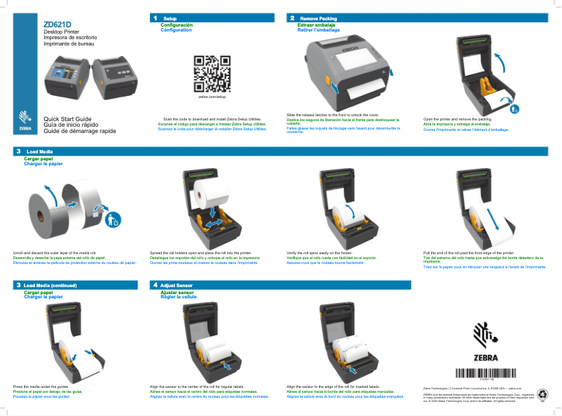 Page n°1 - Guide de démarrage rapide Zebra ZD621