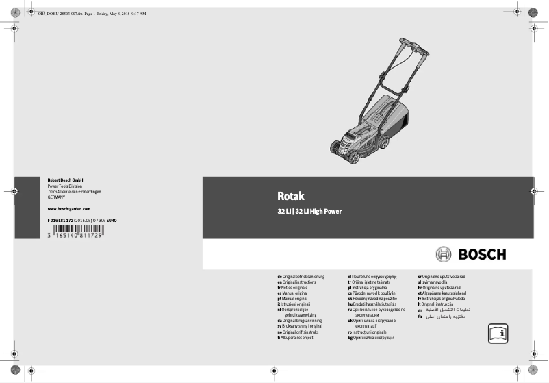 Page 1 of the manual User Manual Bosch Rotak 32 LI High Power