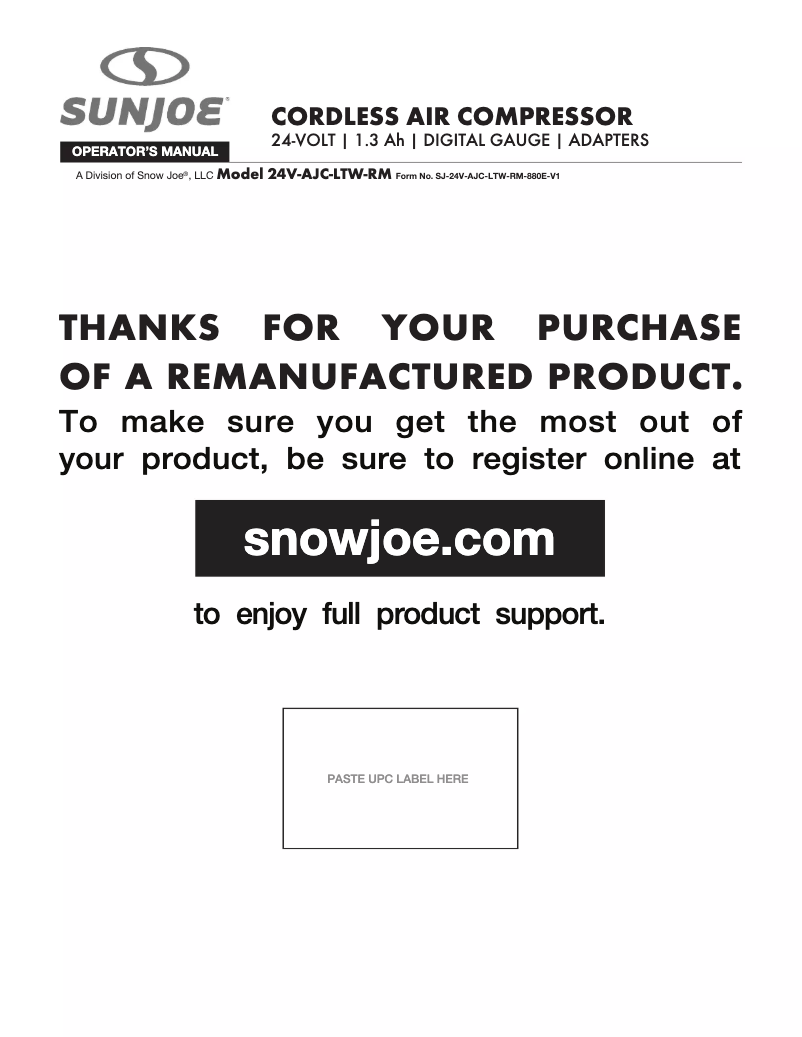 Page 1 de la notice Manuel utilisateur Auto Joe 24V-AJC-LTW-RM