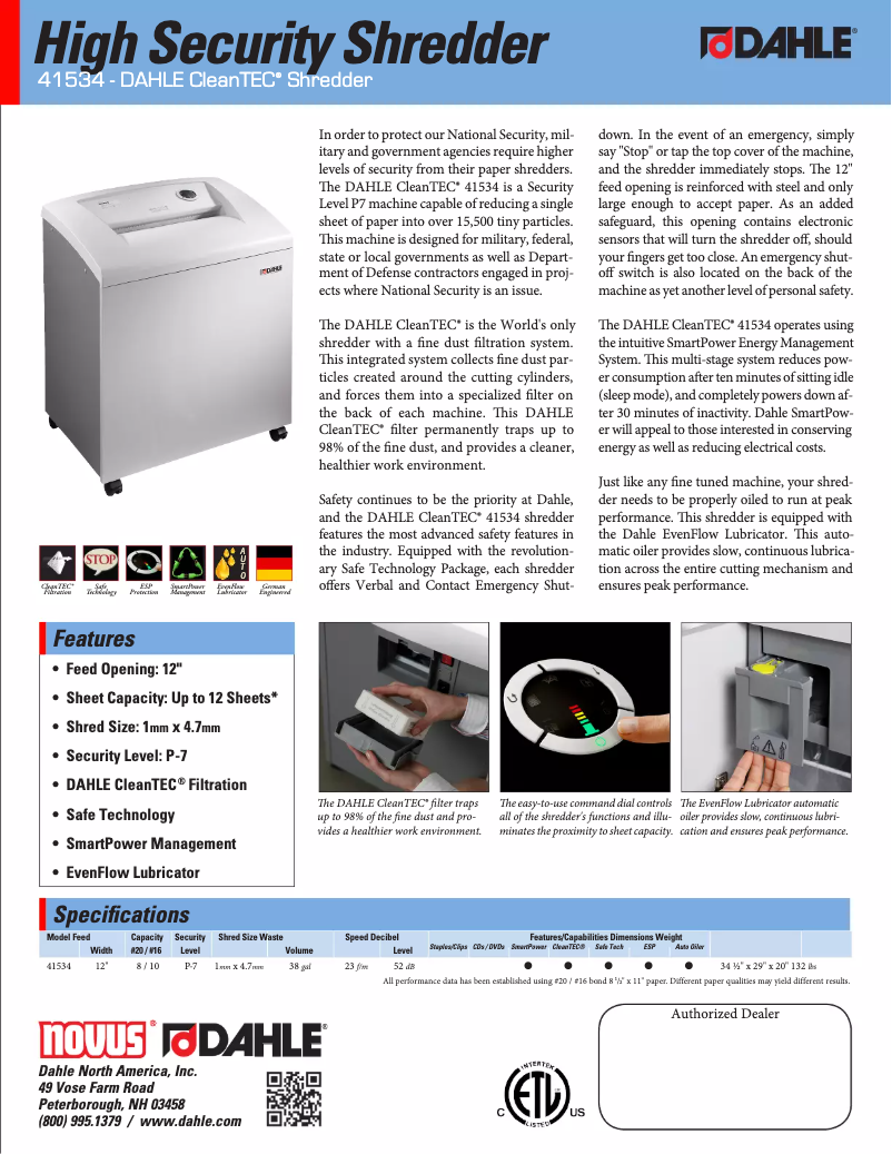 Page n°1 - Manuel utilisateur Dahle CleanTEC 41534