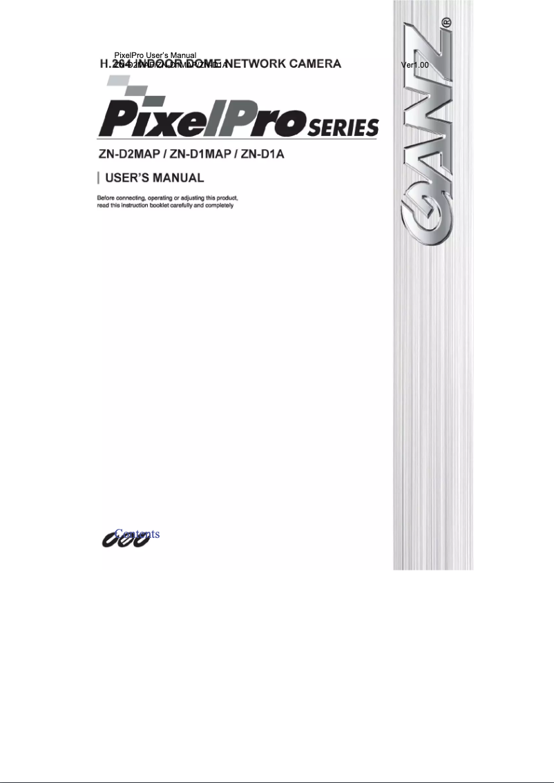 Page n°1 - Manuel utilisateur Ganz PixelPro ZN-D1A