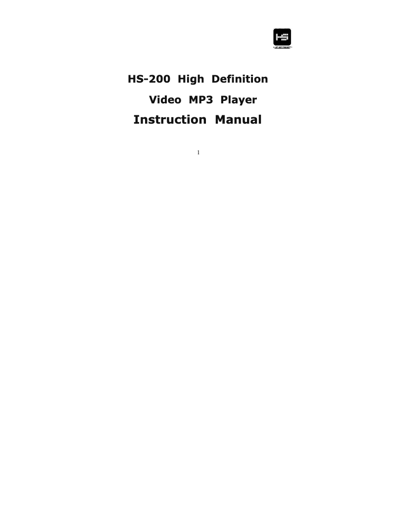 Page 1 de la notice Manuel utilisateur Hipstreet HS-200 HD