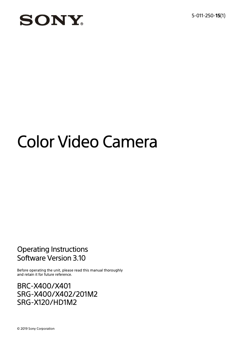 Page n°1 - Manuel utilisateur Sony BRC-X400