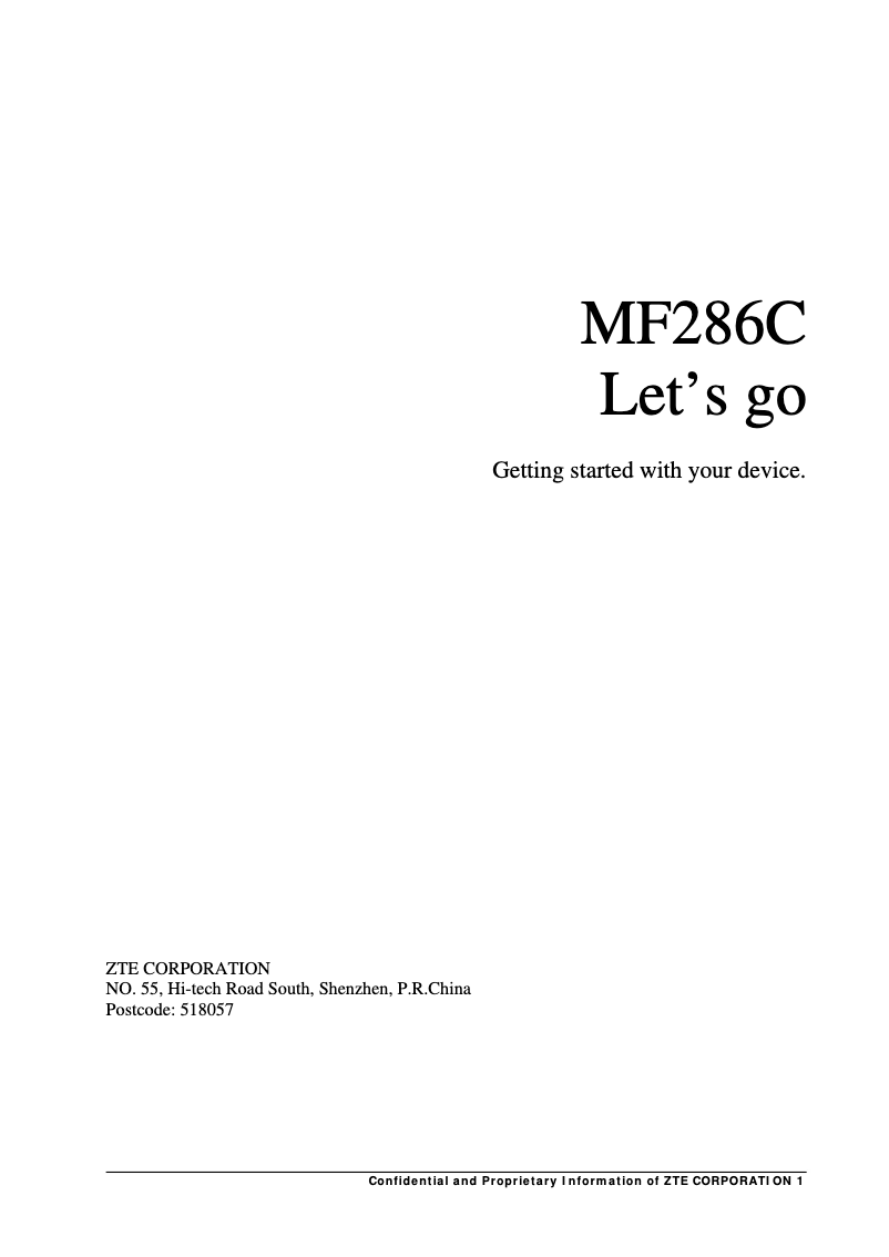 Page 1 de la notice Manuel utilisateur ZTE MF286C