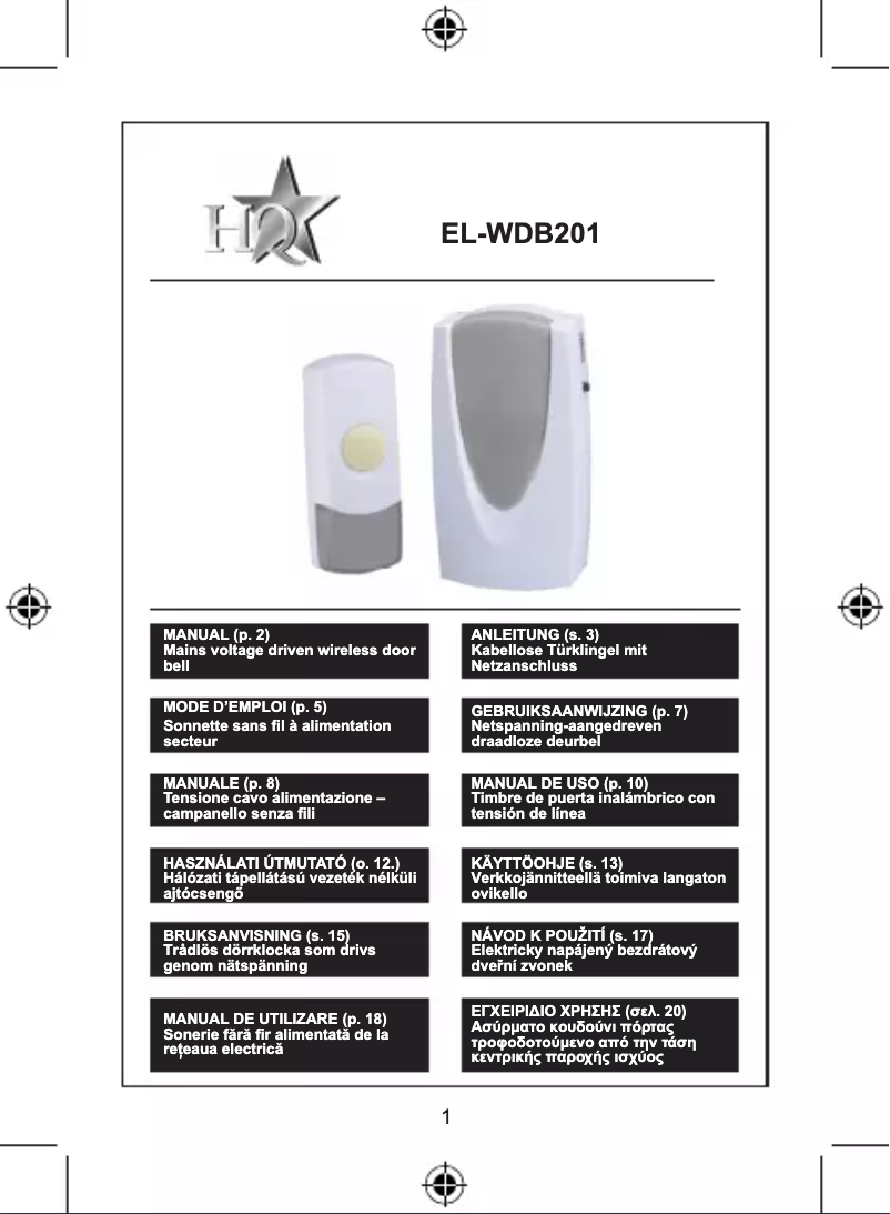 Page 1 de la notice Manuel utilisateur HQ EL-WDB201