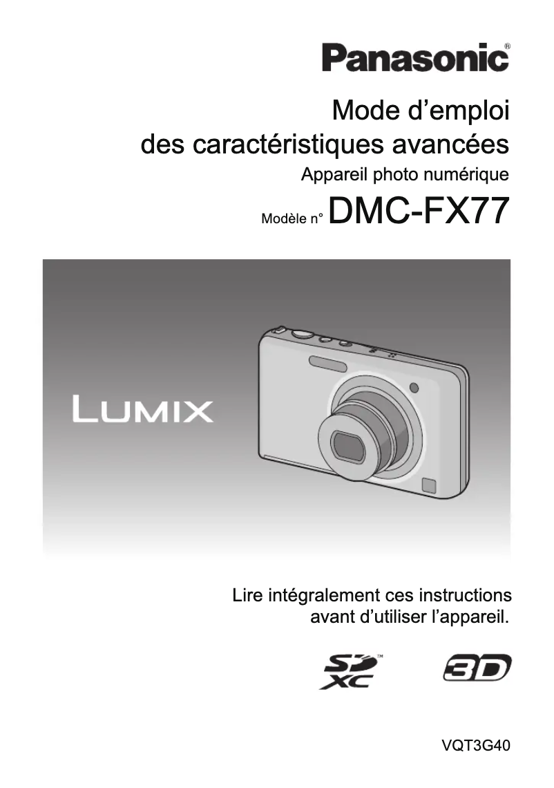 Página 1 del manual Manual de usuario Panasonic Lumix DMC-FX77