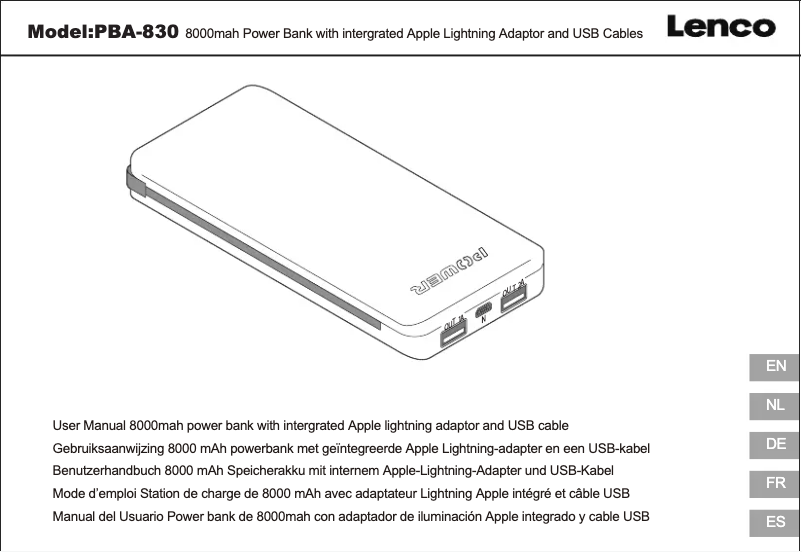 Page 1 de la notice Manuel utilisateur Lenco PBA-830