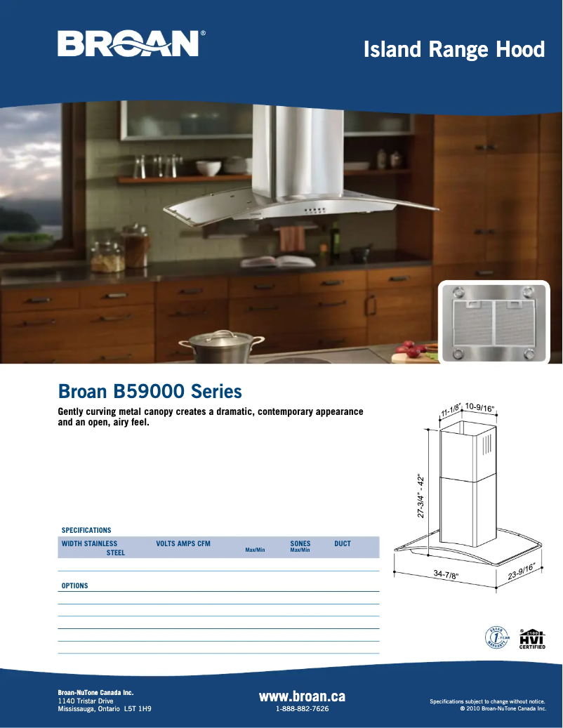 Page 1 de la notice Brochure Broan B5936SS