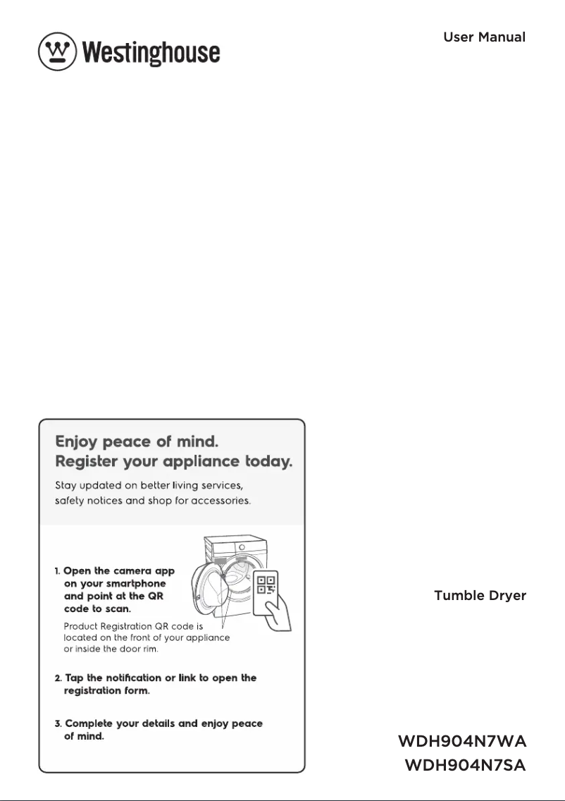 Page 1 de la notice Manuel utilisateur Westinghouse WDH904N7SA