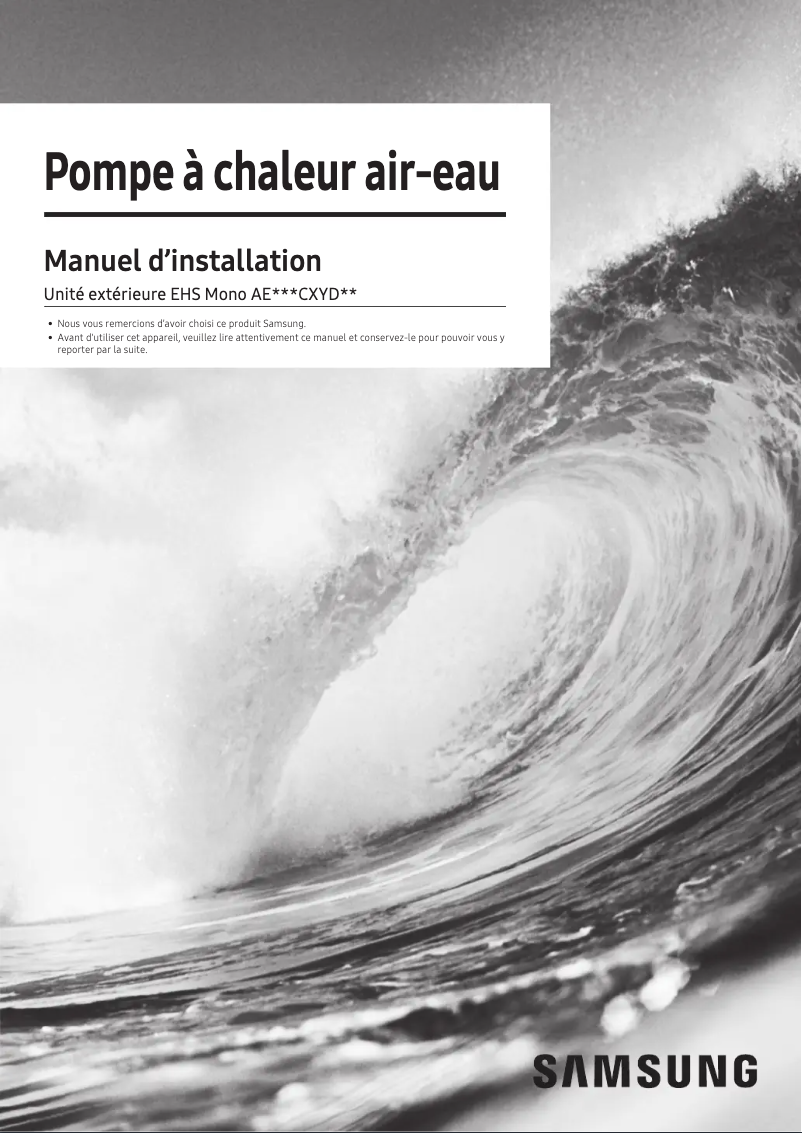 Page 1 de la notice Manuel utilisateur Samsung AE160CXYDGK