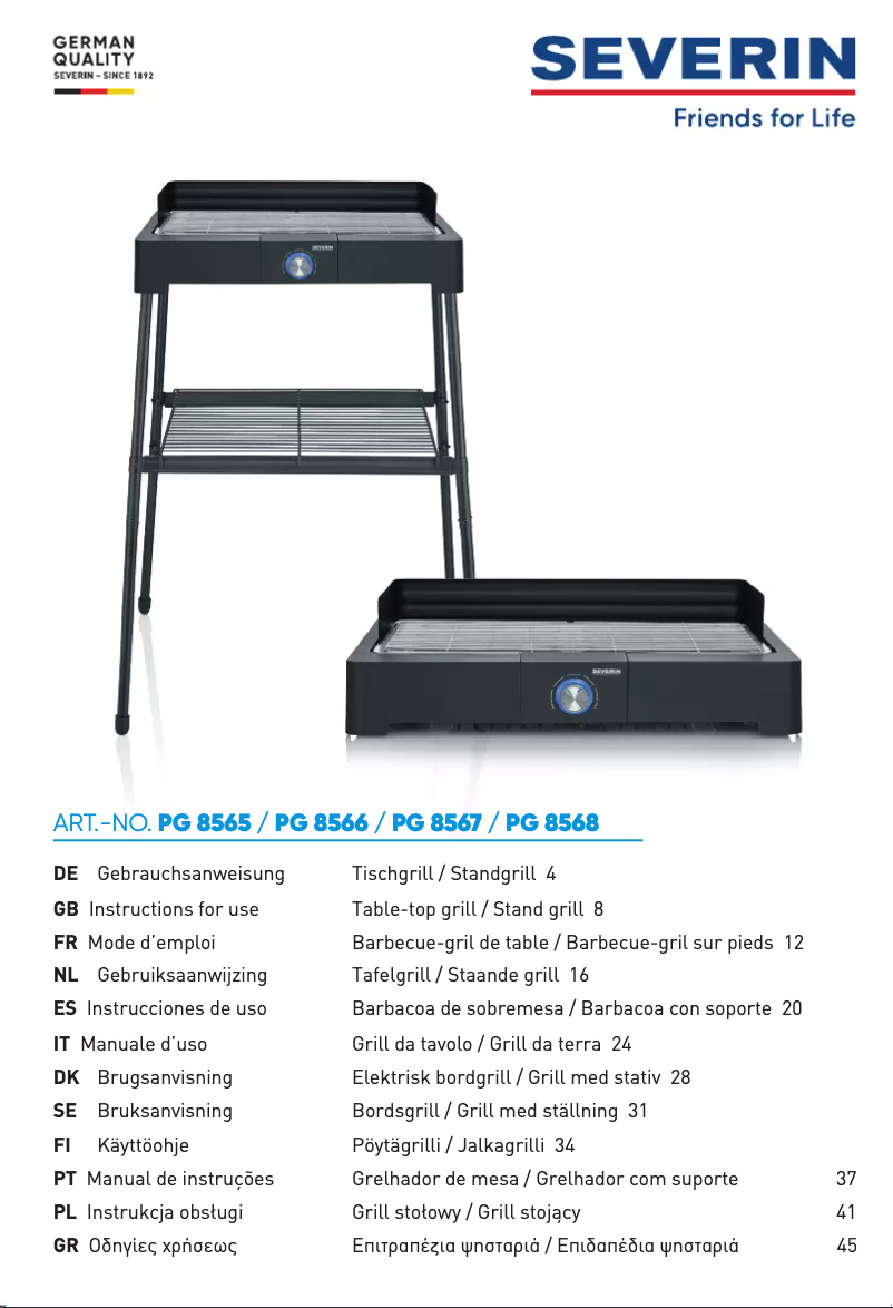 Page 1 de la notice Manuel utilisateur Severin PG 8567