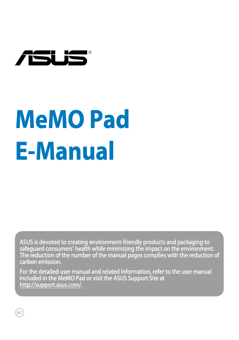 Page 1 de la notice Manuel utilisateur Asus Memo Pad Smart ME301T