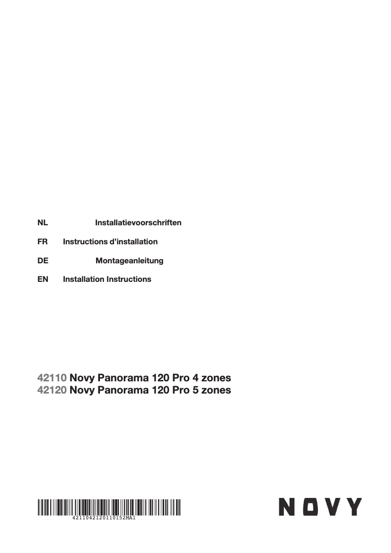 Page 1 de la notice Guide d'installation Novy Panorama 120 Pro 42110
