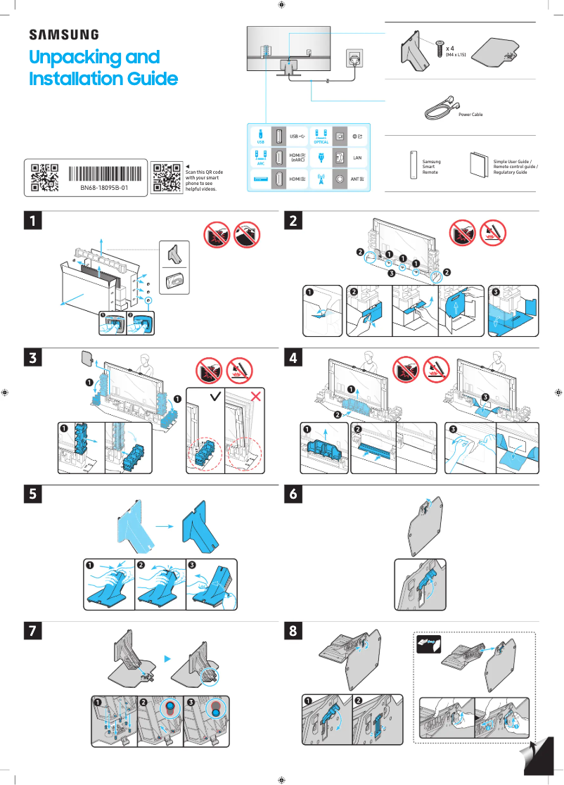 Page 1 de la notice Guide d'installation Samsung QN98QN90DAF