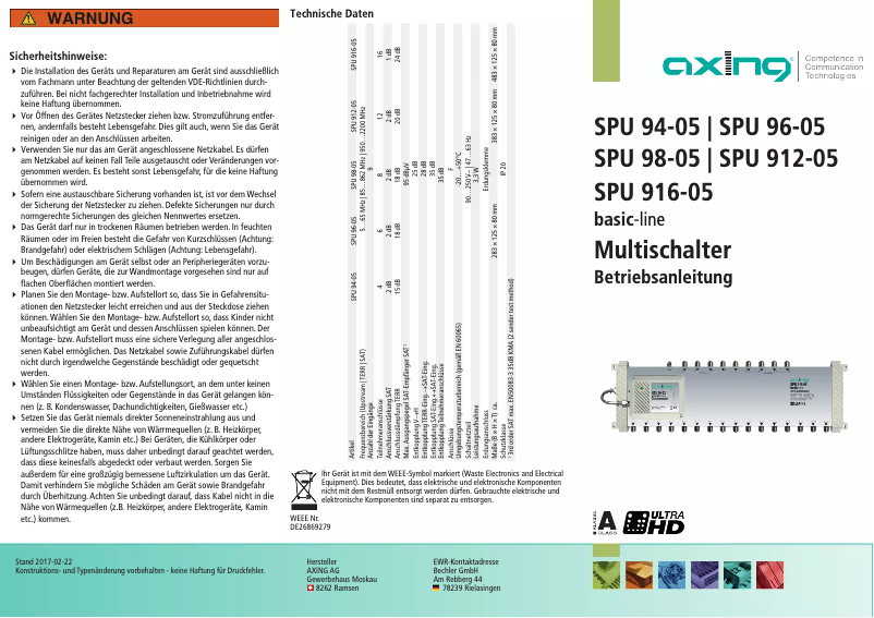 Page 1 de la notice Manuel utilisateur Axing SPU 94-05