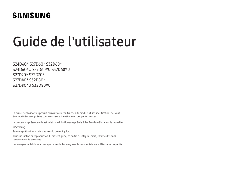 Page 1 de la notice Manuel utilisateur Samsung S24D606EAM