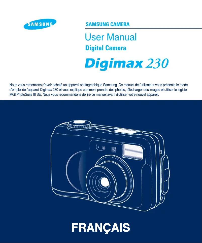 Imagen de la primera página del manual del dispositivo Digimax 230