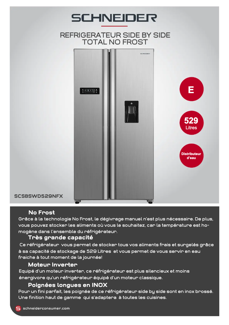 Page 1 de la notice Fiche technique Schneider SCSBSWD529NFX