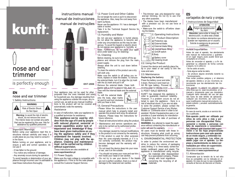 Page 1 de la notice Manuel utilisateur Kunft KNT-2668