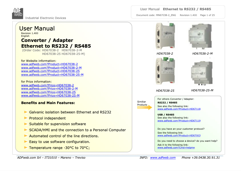 Página 1 del manual Manual de usuario Wachendorff HD67038