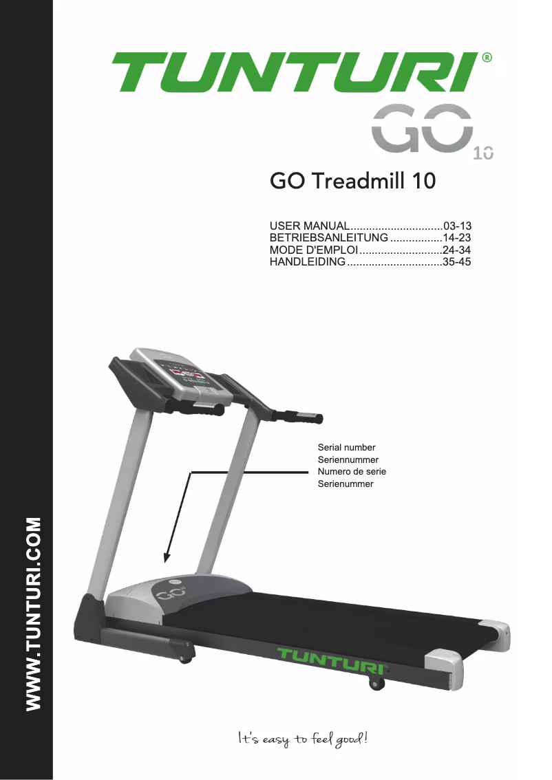 Page 1 de la notice Manuel utilisateur Tunturi GO Run 20