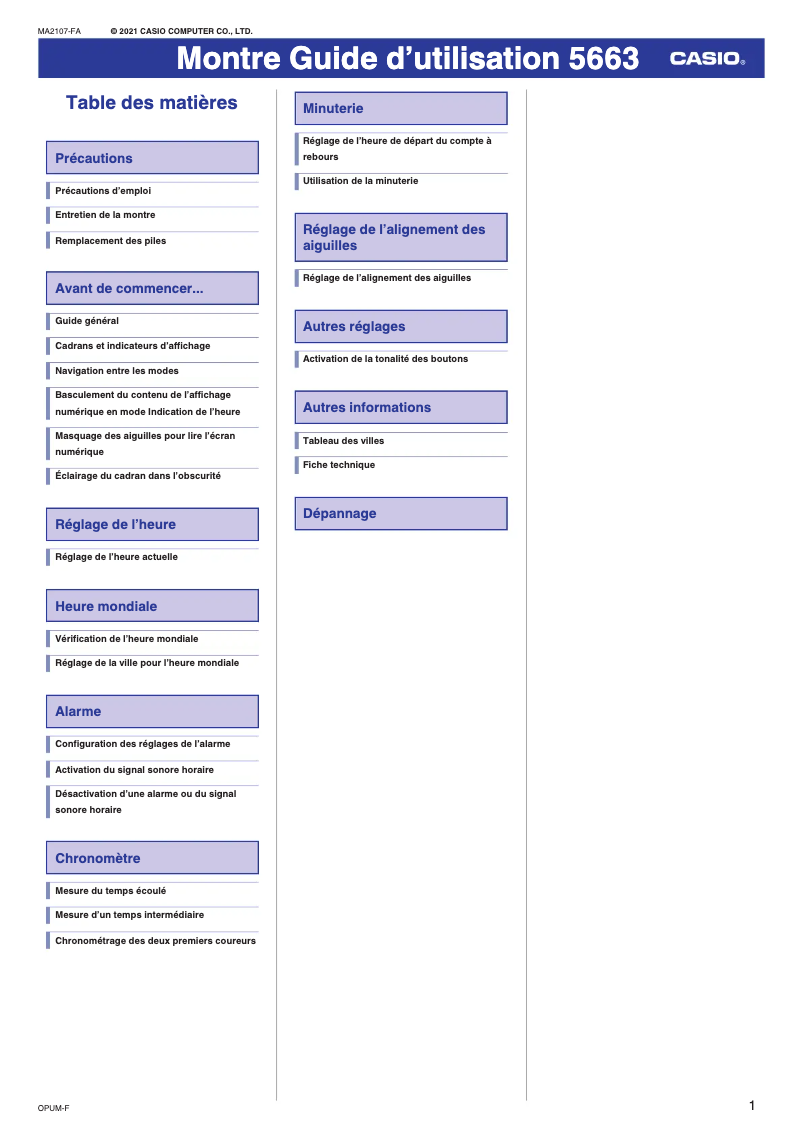 Page 1 de la notice Manuel utilisateur Casio G-Shock GMA-S2200