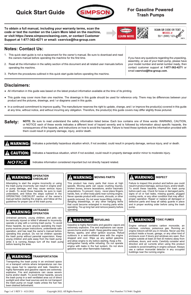Page n°1 - Guide de démarrage rapide Simpson SSTP71007