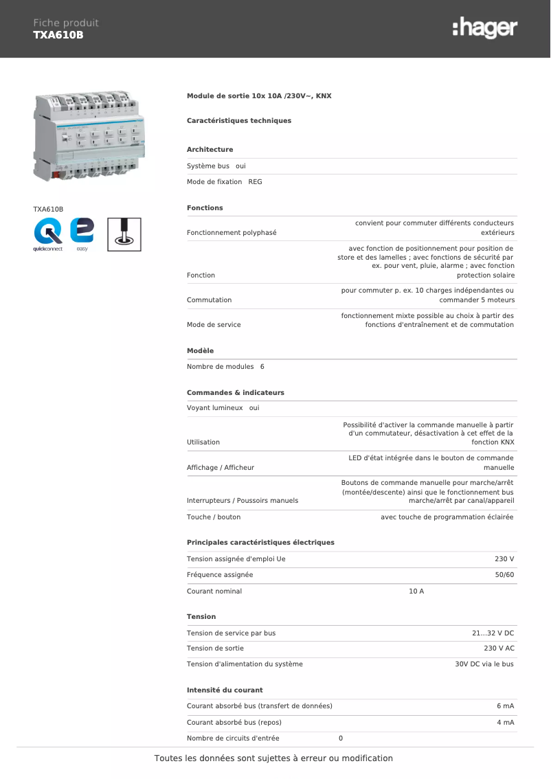 Image de la première page du manuel de l'appareil TXA610B