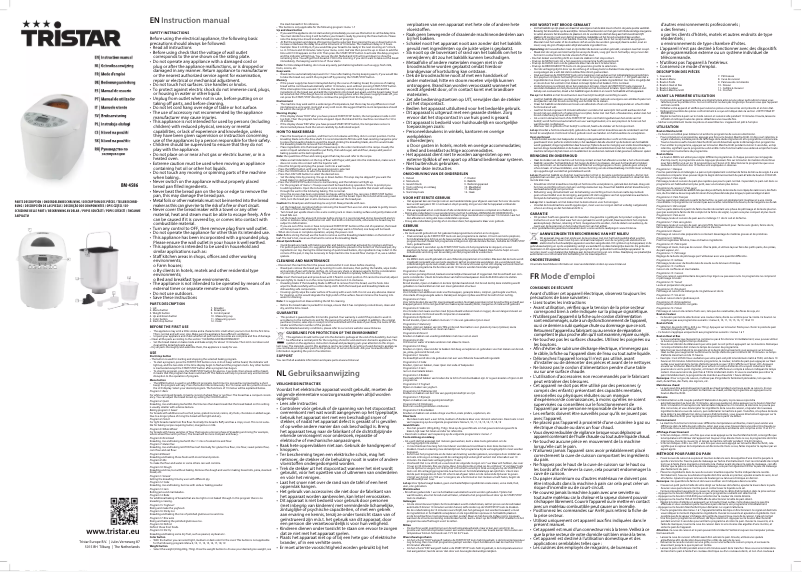 Page n°1 - Manuel utilisateur TriStar BM-4586